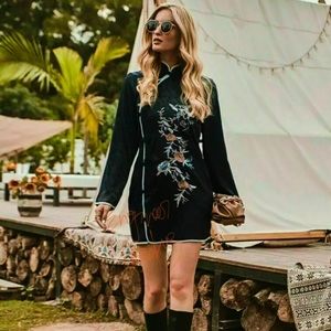 NWT ZARA Embroidered Jacquard Dress M